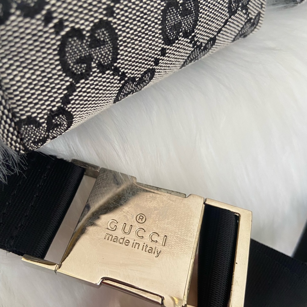 Black and Beige Canvas Satchel Belt Bag - Picture 3 of 9